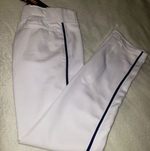 Baseball YL young Large white/royal blue pants